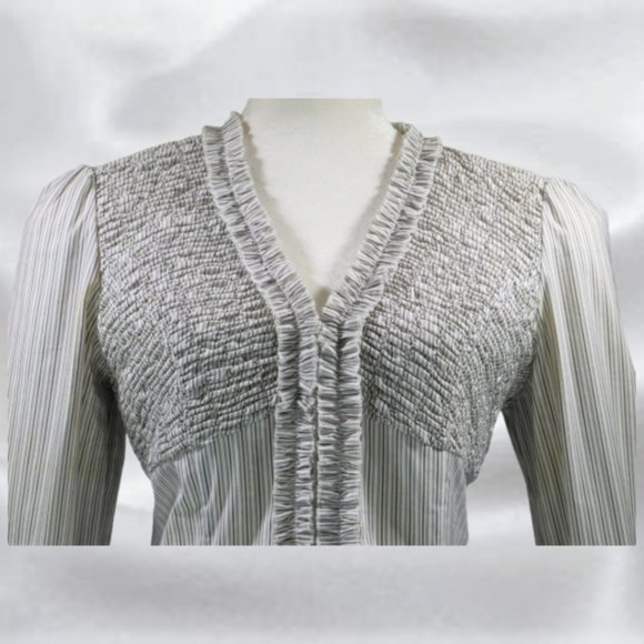 INC Stretch Gray Pinstriped Shirt in Size 12 - Picture 2 of 7